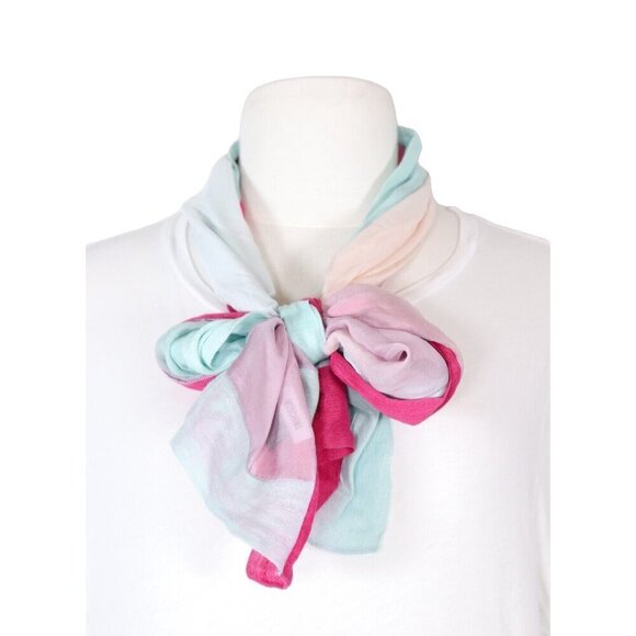 Moschino Larioseta Unisex Blue Pink Scarf Ombre Linen Silk Vintage Oblong Scarf - Picture 7 of 7